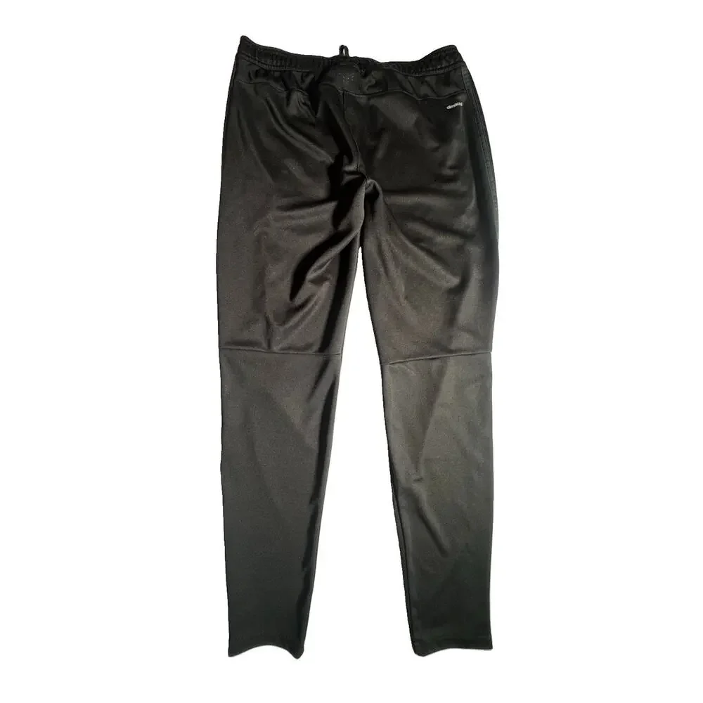 Adidas Boys Medium 12-14 Track Pants Black 3 Stripe Soccer Training Zip Ankle